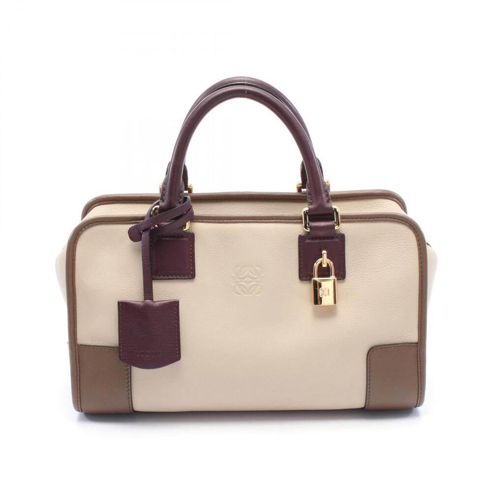 Loewe handbag leather beige brown Burgundy Red